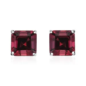 Rhapsody Asscher Cut AAAA  Rubellite 2.40 ctw Solitaire Stud Earrings in 950 Platinum Christmas Gifts