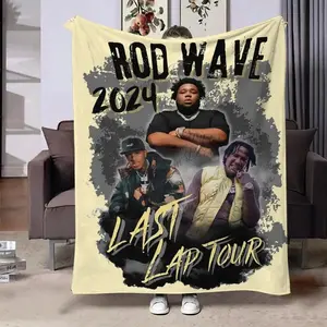 Rod Wave Last Lap Tour 2026 Blanket Ultra Soft Flannel Cozy Warm Bedroom Living Room Couch Sofa Air Conditioning Throw Decor Decorative Throw Perfect Birthday Gift Christmas Gift for Hip Hop Fans Adults Teens Men Women Soulful Style