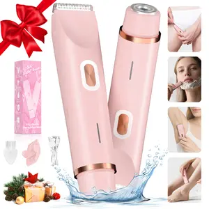 FANOVAE Bikini Trimmers 2-in-1 Electric Shaver for Women IP67 Waterproof Pink Razor with Dual-Headed Design & USB-C Charging for Painless Hair Removal