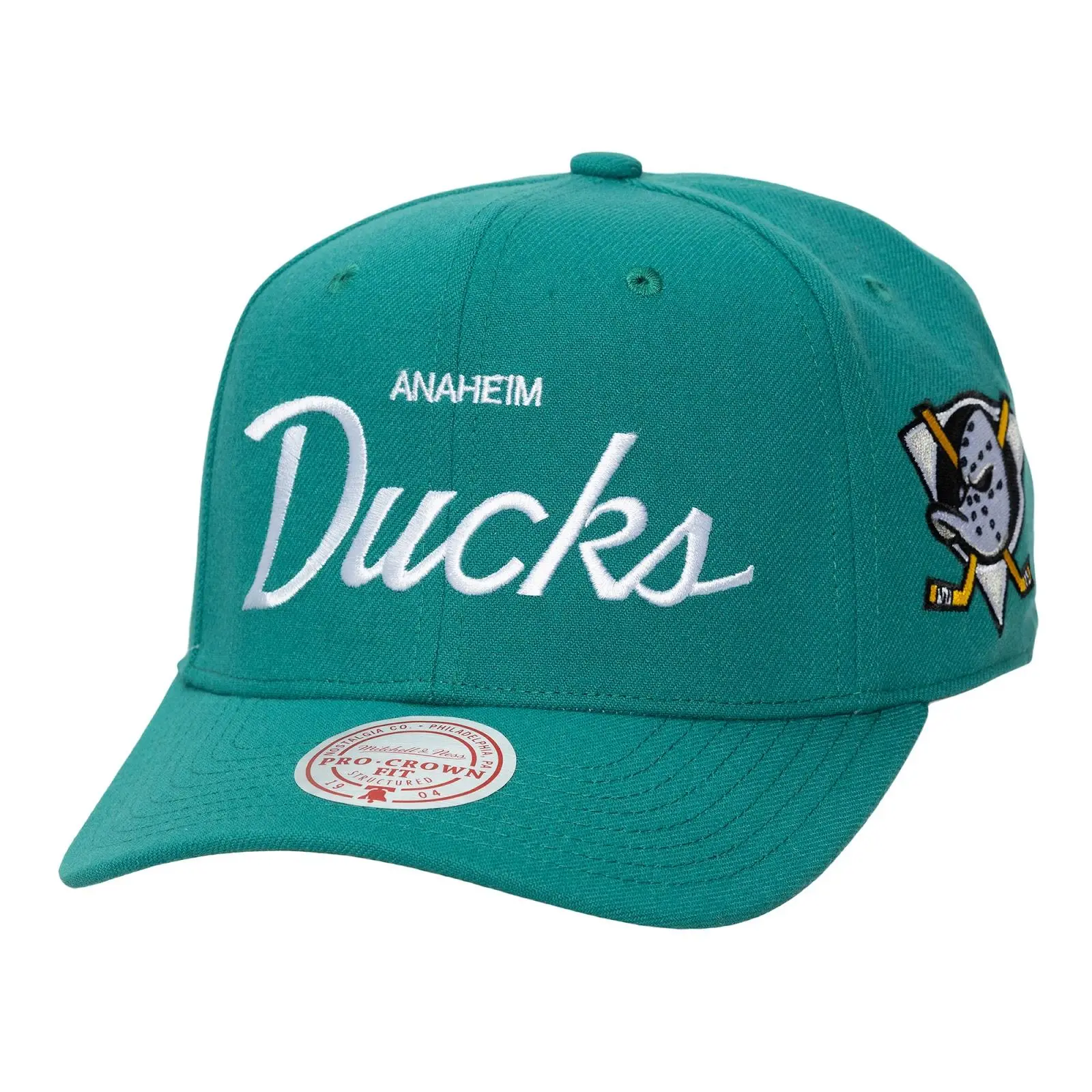 Anaheim Ducks Teal Head Coach Vintage Pro Crown Snapback Hat NHL Throwback Cap Adjustable Fan Gear Mitchell & Ness