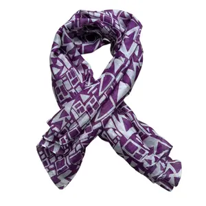 Purple Square Viscose Scarf - Boho Print Head Scarf (39"x39")