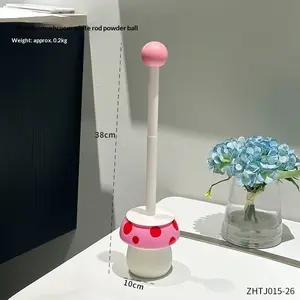 Cute Mushroom Toilet Brush Set, Long Handle with Base, Home Bathroom Cleaning Tool, Corner Cleaner, Household Toilet Brush