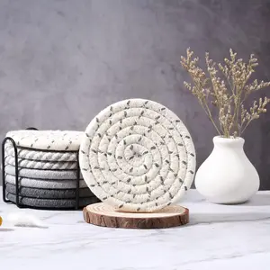 8 Pcs Drink Coasters with Holder, 4 Colors Absorbent Coasters