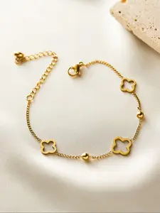 Elegant Stainless Steel Four-Leaf Clover Bracelet for Women, Hollow Out Design, Fashionable and Non-Fading Jewelry Gift, Non Tarnish Jewelry, Flower Design Bracelet, Stainless Steel Bracelets