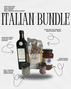 Italian Bundle - Pesticide-Free Biodynamic Tomato Sauce, Organic Calabrian Chilis, Olive Oil, Pasta, & Herbs - United States Sourced