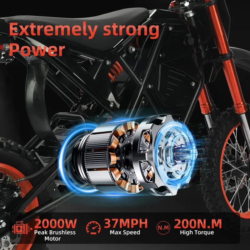Rogue Motorcycle Bicycle for Adults 3000W Peak Power 48V 23AH Removable Battery 37MPH Top Speed Off-Road Fat Tire Dirt Ebike with Cruise Control Disc Brakes Mtb