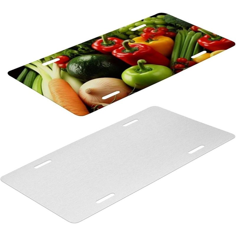 Fresh Vegetables Fruits Universal Aluminum License Plate Frames for Women - 6x12 Inches, Rustproof, Personalized License Plate Cover with 4 Holes