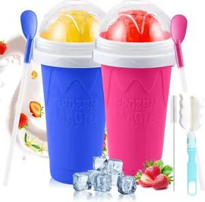 Quick Frozen Magic Slushie Cup - Food Grade Silicone Slushie Maker - Pink and Blue