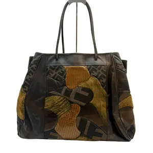 Pre-owned FENDI Vintage Patchwork Pony Hair FF Logo Large Tote Designer Bag