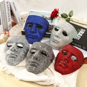 Rhinestone Full-Face Masquerade Mask Collection (5 Colors), Bling Venetian Style Mask for Balls, Parties & Performances