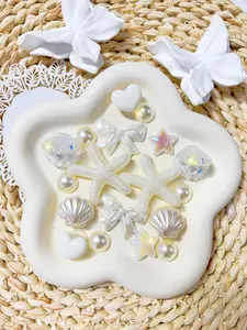 18-Piece Ocean Series Shoe Decor Set, Shell, Starfish, Bow DIY Accessories, Fashionable Hole-In-Shoe Decoration Kit