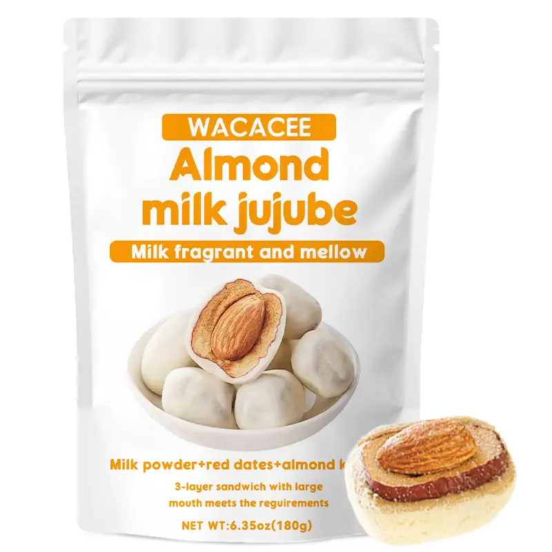 WACACEE Original Fruit-Filled Candy - Pistachio & Milk Dates Blend, Creamy Milk Notes, Soft Plump Jujubes, Non-Cloying Sweet Treat, Almond-Infused Sweets and Desserts, Party Snacks for Afternoon Tea & Casual Outings, Individual Bags, Room Temp