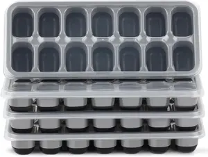Ice Cube Tray 4 Pack, Easy-Release & Flexible 56 count  Ice Cube Trays with Spill-Resistant Removable Lid, Stackable Ice Trays with Covers for Freezer,