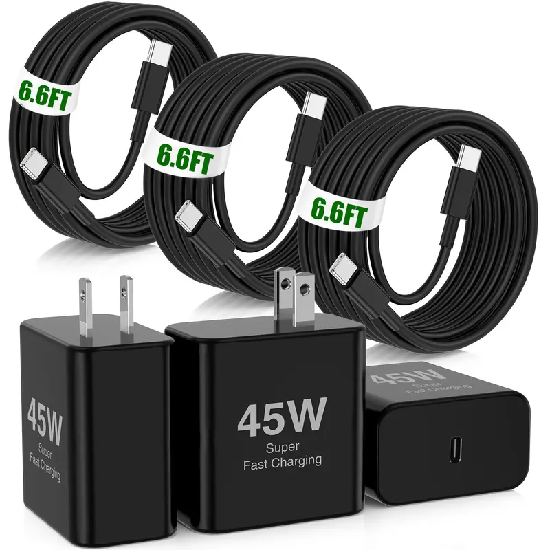 GSASUPJ 45W Super Fast Charger USB C Type C PD Block for Samsung Galaxy S25 S24 S23 Ultra S22, Note 20 10+, Tab S8, iPhone 15. Includes 6ft USB-C Cable, 5A Max Output Cellphone Wall Adapter, UL Certified Fast Charging.