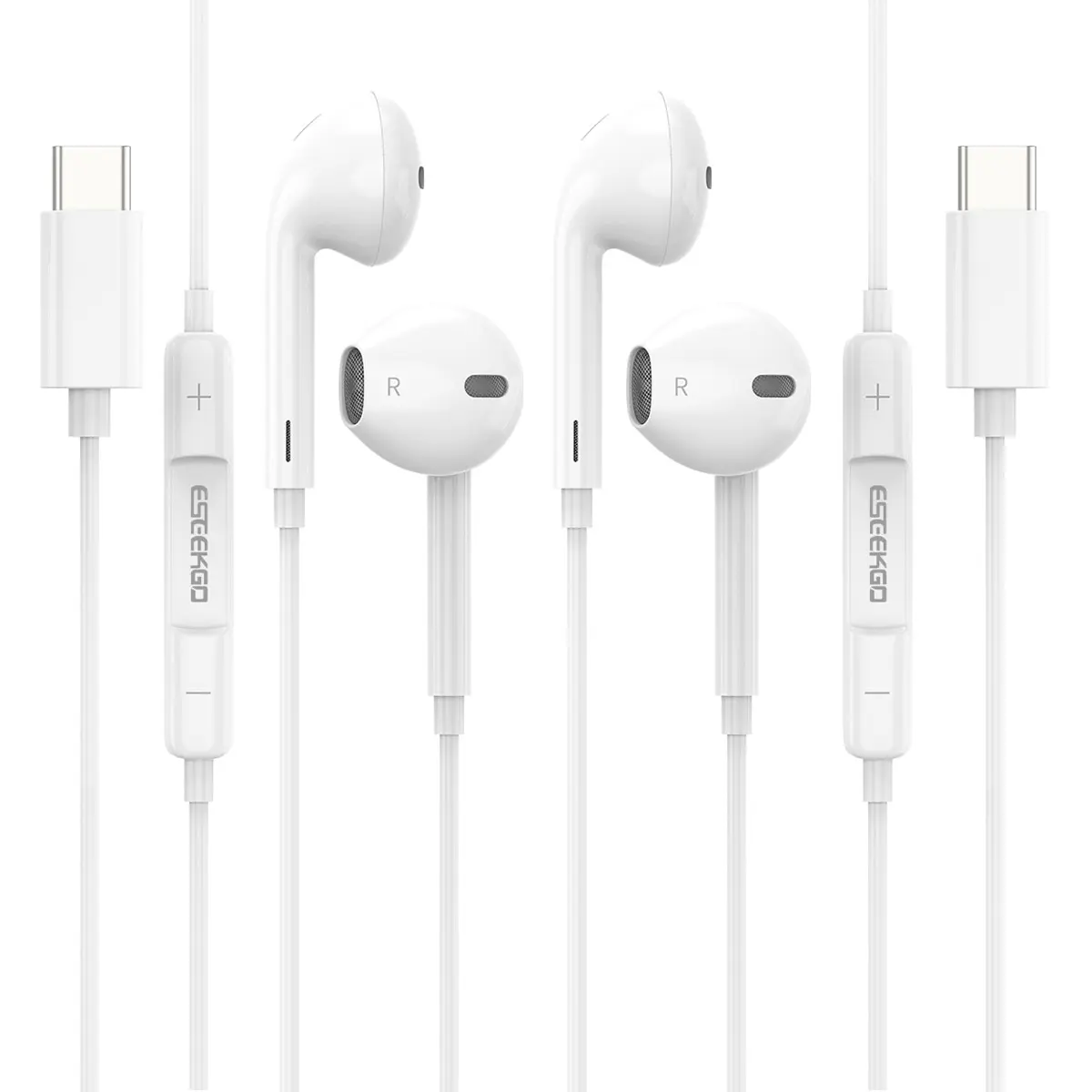 Type C Wired Earphones for iPhone 17/16/15 Series Galaxy Z Fold 7/6 S25 S24 S23, Google Pixel 9/8/7, In Ear USB C Earbuds [Microphone & Volume Control] Plug & Play Wired Headphones Audio Earplugs-Back to School Essential-SummerWins