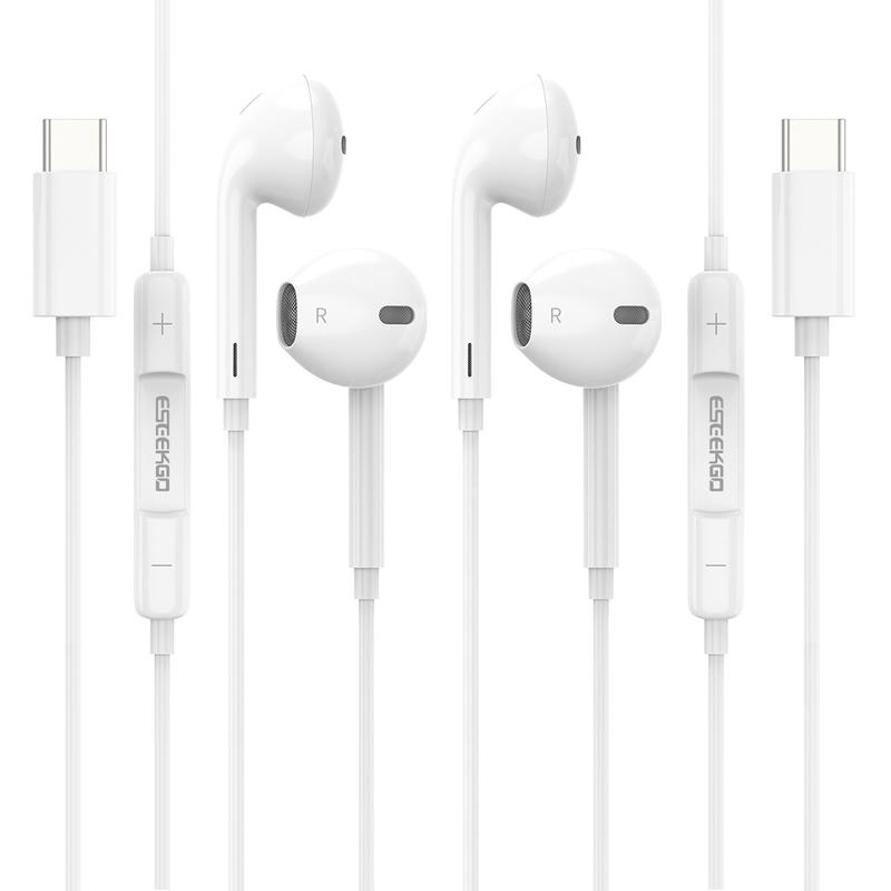 Type C Wired Earphones for iPhone 17/16/15 Series Galaxy Z Fold 7/6 S25 S24 S23, Google Pixel 9/8/7, In Ear USB C Earbuds [Microphone & Volume Control] Plug & Play Wired Headphones Audio Earplugs