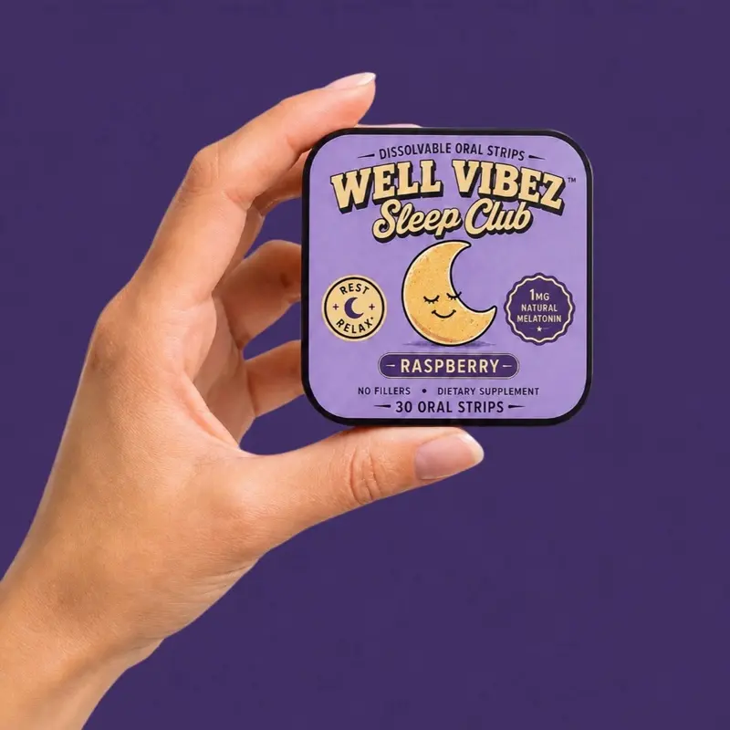 Sleep Club | 1mg Melatonin + Valerian, Lavender, Hibiscus, Chamomile Fast Dissolving Oral Strips for sleep support