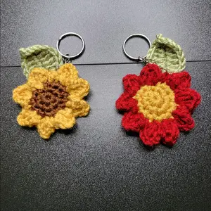 Crochet flower keychain