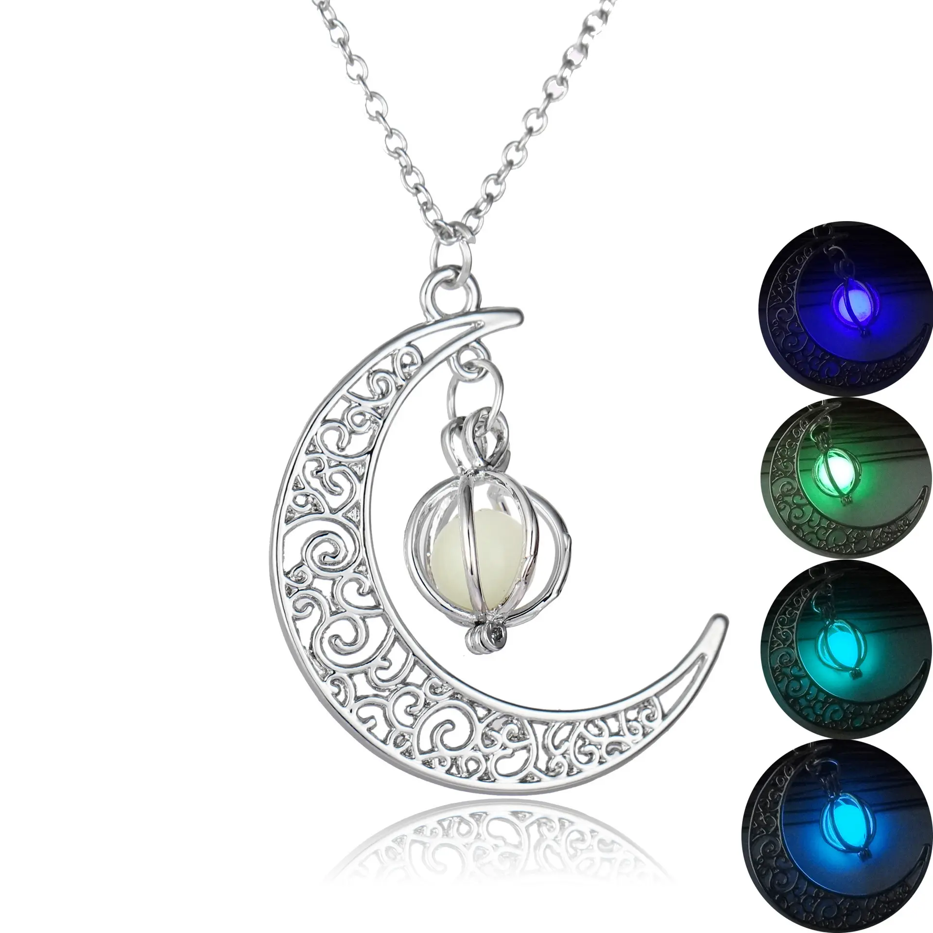Necklace clavicle chain women halloween alloy luminous moon pumpkin creative glowing pendant lightweight party costume neck jewelry