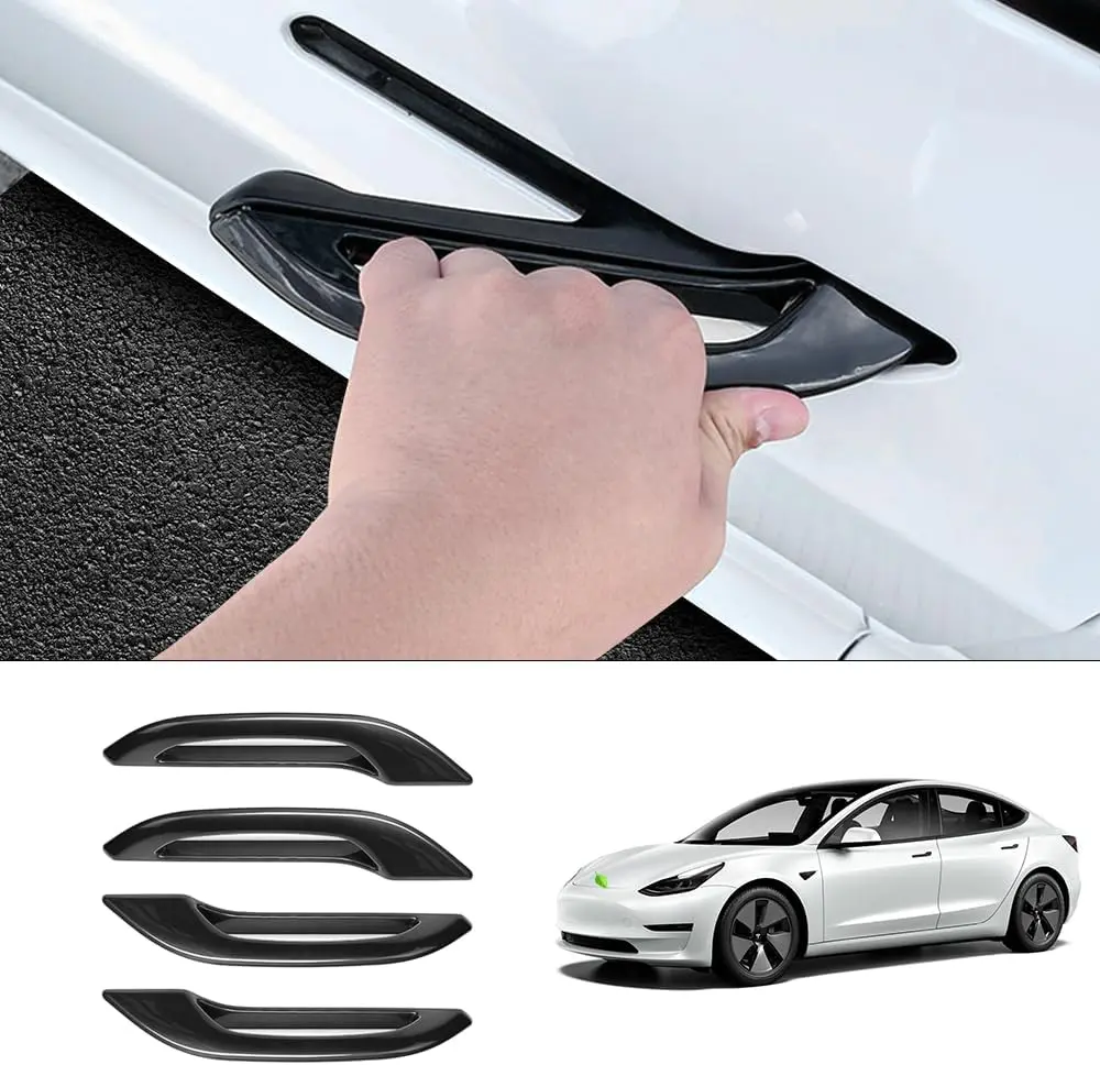 KUST 4PCS Door Handle Protector for 2020-2024 2025 Tesla Model Y/ 2026 Model Y Juniper/ 2021-2025 2026 Model 3 Handle Cover Wrap Door Sill Protector Covers Accessories Anti-Freeze Glossy Black
