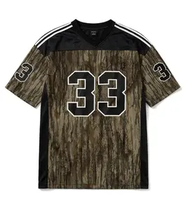 Unisex Real Camo Mesh Football Jersey V-Neck Loose Fit Breathable Sports Training Shirt with Your Number Print Team Uniform for Men Women, Womenswear
