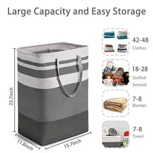 2-Piece Large Laundry Basket Bag Waterproof Independent Foldable High Leg Clothes Basket with Extended Handle 75L Capacity Space-Saving Collapsible Sturdy Metal Frame PEVA Lining