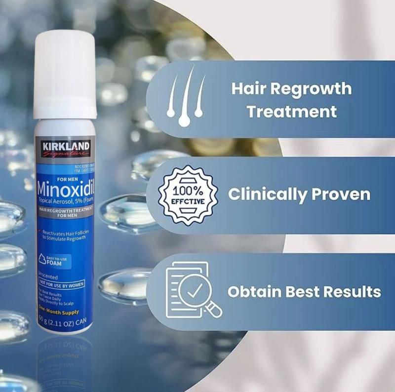 KIrkland Signature Minoxidil Foam, Hair Regrowth Treatment For Men, Unscented, 1 to 6 Months Supply Comfort