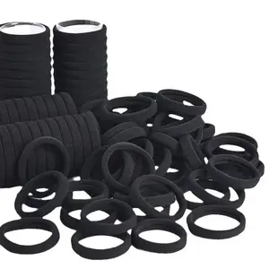 Hair Ties No Damage - Stretchable Elastics for Strong All-Day Hold, Ponytail Holders | Hair Accessories for Women & Girls - Black, 1 Pcs Scrunchie