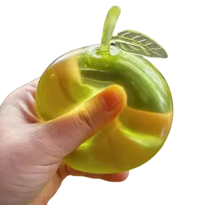 Green Apple Pinch Hand Sensory Toy Squeezing Toy with Slow Rebound Effect Soft Squishy Silicone Office Desk Ornament for Stress Relief