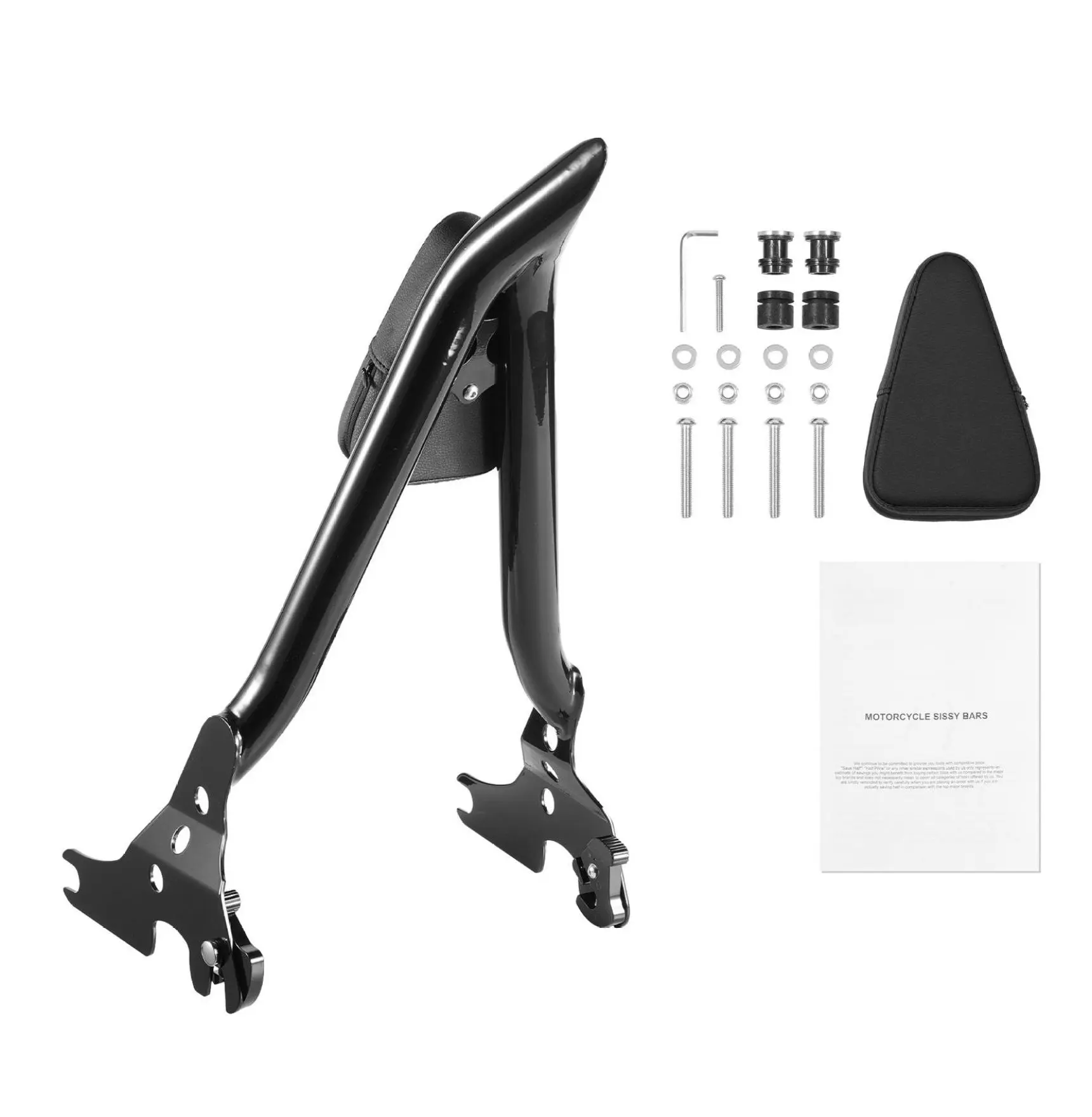 Motorcycle Backrest Sissy Bar for Harley-Davidson, 27" Quick Release, Black V-Shaped Structure 26-28 inch