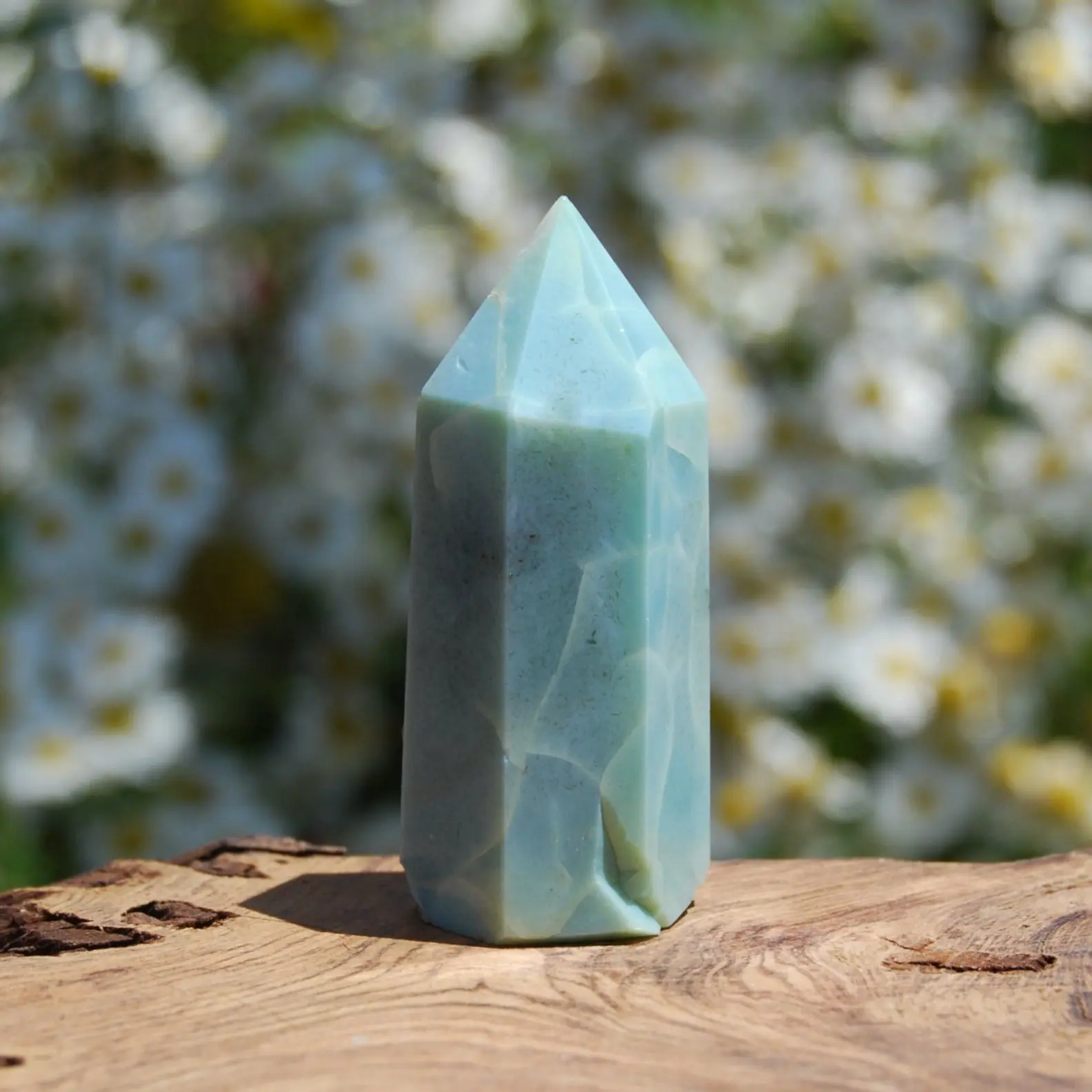 2.25in 40g RARE Green Sakura Flower Agate Crystal Tower, Madagascar