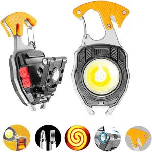 Arthink 10-in-1 Outdoor Keychain,500LM Rechargeable Flashlight with Lighter & Window Breaker,screwdriver,Outdoor Emergency Tools for Camping/Car TikTokShopBlackFriday