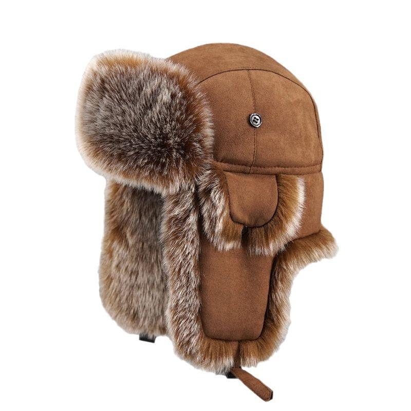 Men's Winter Ushanka Earflap Trooper Hat Aviator Windproof Hat Faux Fur Warm Hat Ski Beanies Cap Berets Skull caps