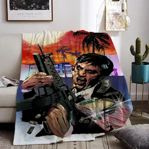 3D Movie Scarface Throw Flannel All Weather Blanket Kneeling Blankets Fluffy Warm Winter Blanket Blankets on Offer Home Knee Throw Wearing Microfiber