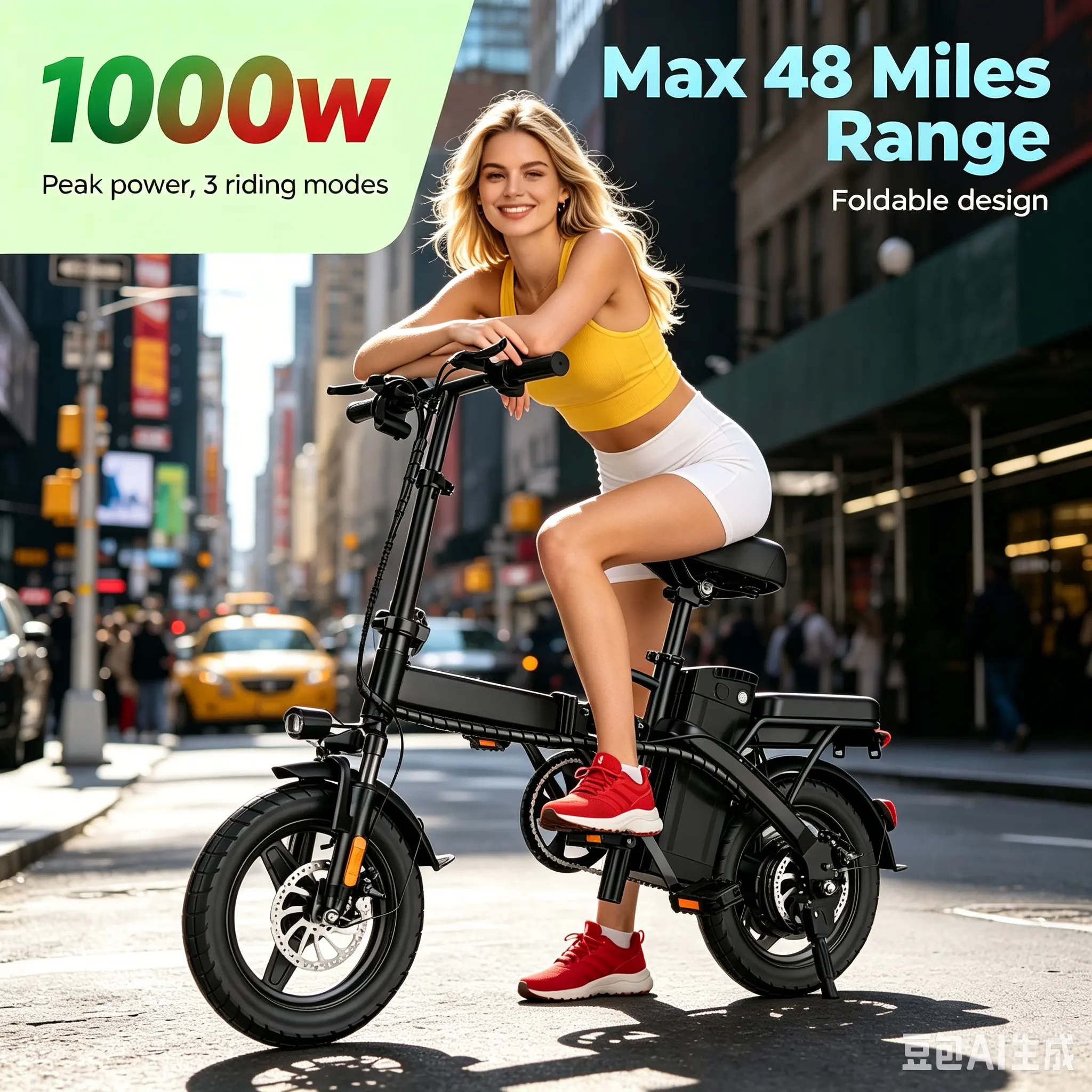 Long Range 45 Miles |Dual Disc Braking System | ASKMY E14 Urban Folding E-Bike 350W, UL2849 Certified, Enhanced Safety Battery, 12-Month Warranty, Easy Storage-  14" Compact Tires,