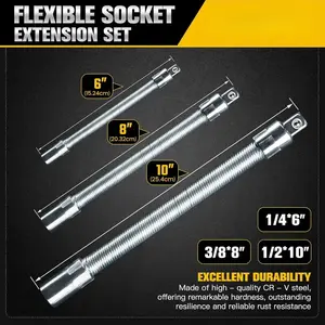 1/2" Flexible Socket Ratchet Wrench Set – 35cm Bendable Extension Bar with 3 Flexible Shafts, Heavy Duty Wrench Extender & Connecting Rod for Tight Spaces, Automotive Repair, Garage Maintenance, DIY Mechanic Tool Kit