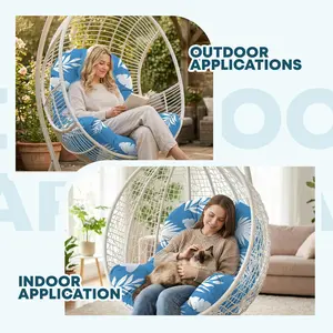Waterproof Egg Chair Cushion Replacement Outdoor Hanging Chair Cushion 47x35x7 Inches Thicken Egg Chair Cushions with Ties, Daisy