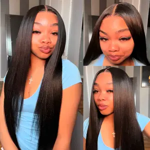 Nadula Bye Bye Knots 2.0 Yaki Straight 7x5 Lace Human Hair Wig Pre Cut & Pre Bleached Glueless Wig Natural Scalp Put On And Go Time Saver TikTokShopStockUp