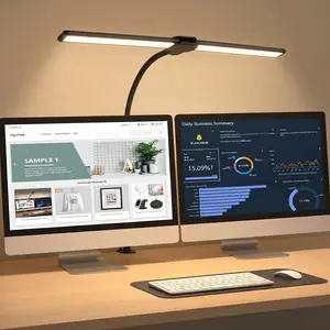 Led Desk Lamp for Office Flexible Eye-Care Clip-On Desk Lamp, Dual-Head for Wide-Area Illumination, 360° Rotatable, Flicker-Free LED Reading Light for Home, Office & Study Adjustable Rgb Lighting