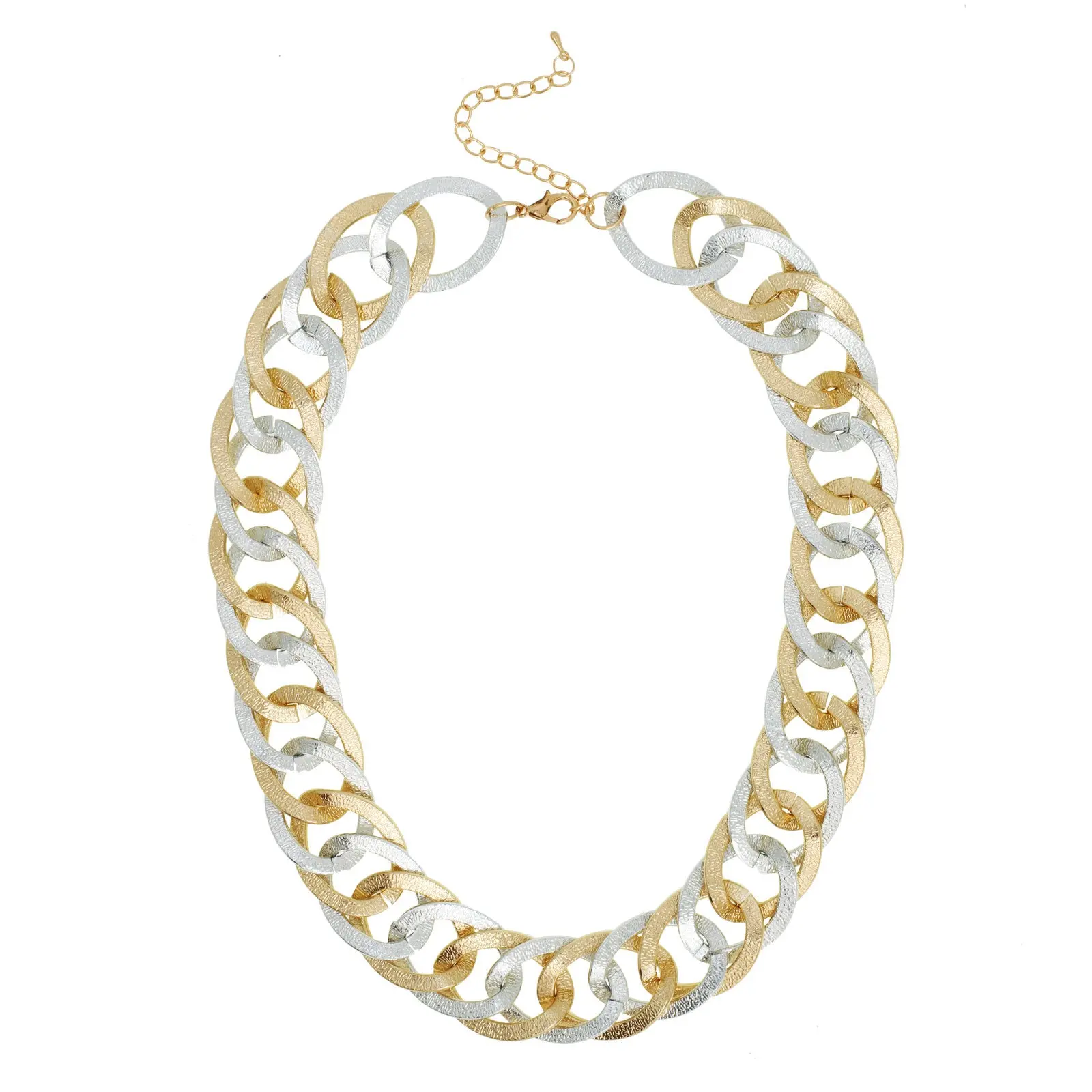 Two Tone Brushed Link Necklace