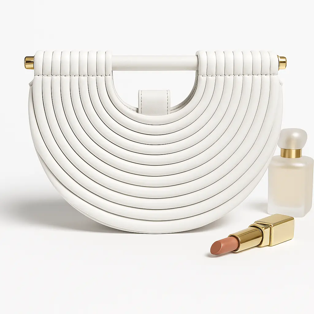 Aurora Arc Semi-Circular Handbag – WHITE Edition