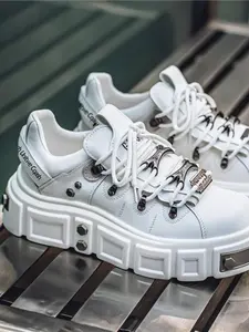 Men's Fashion Motorcycle Boots, High Top Punk Style Chunky Platform Shoes, Non-Slip Breathable Rubber Autumn Winter Casual Footwear