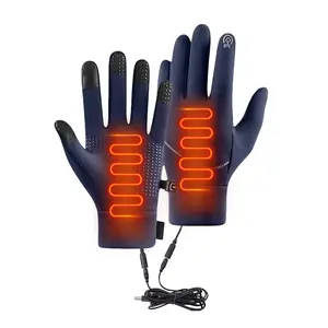 USB Heated Gloves Rechargeable Windproof Cycling Touchscreen Compatible Waterproof Fleece-Lined for Sports Hiking Running Anti-Slip Grip