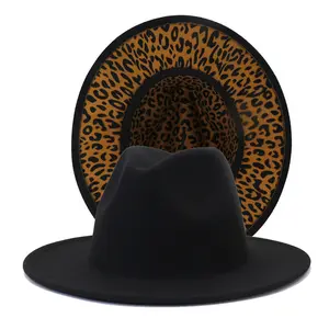 Black Fedora Hat with Leopard Bottom ~ Fedora Hats