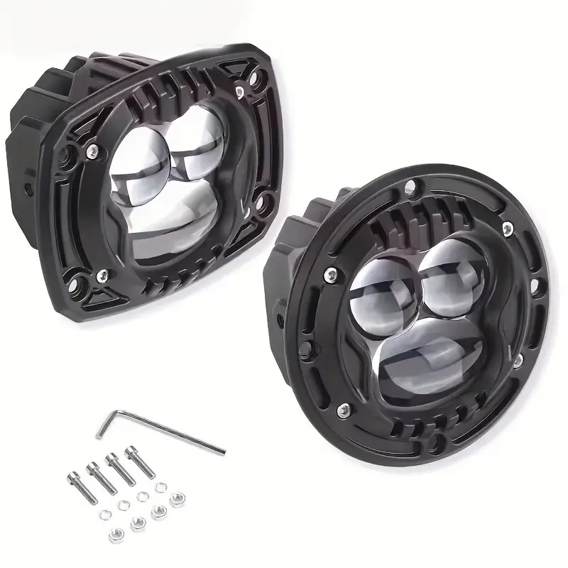 2pcs 4 Inch Fluch Mount LED Pod Lights Amber Light Bar Spot Lamp Round 8D Led Work Light For Tractor Truck ATV UTV Golf Cart Off Road