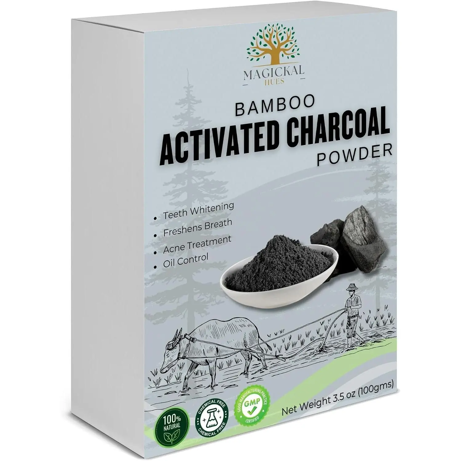 Activated Charcoal Powder 3.5 oz Fine Bamboo Charcoal Powder for Baking, Teeth Cleaning, and Beauty