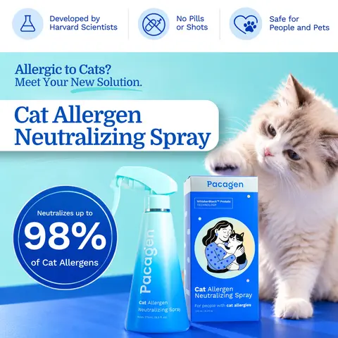 PACAGEN Cat Allergen Neutralizing Spray, Ready-to-Use Spray Bottle for Dog & Cat Healthcare, Flea & Tick Treatment Support