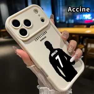 Phone Case for iPhone 17 Pro Max 16 Plus 15 14 13 12 11 Air E Ronaldo's Iconic Silhouette Pattern Silicone TPU Lens Protective Rugged Durable Soft Cover for Male