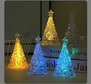 4/8-Piece Christmas Crystal Star Tree Light Set, Mini LED Desktop Night Light| Festive Scene Ambiance Ornament, Perfect Christmas Decor Gift