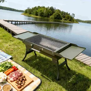 Portable Foldable Charcoal Grill with Cover, Compact Lightweight BBQ Rack for Camping, Backyard, Picnic, Travel